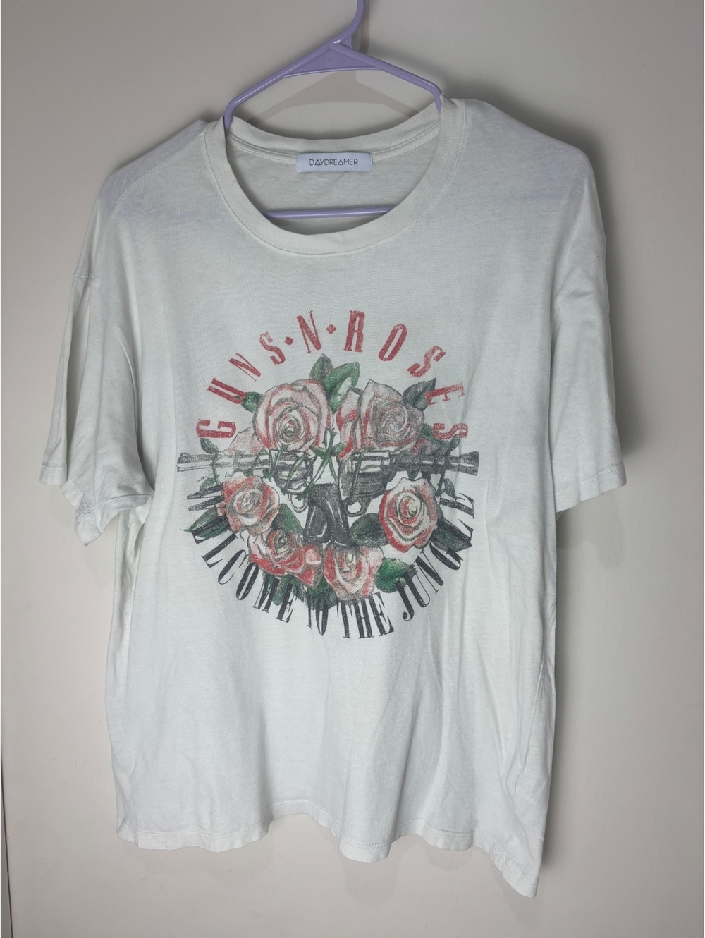 Daydreamer Guns N Roses Women M Graphic Tee Roses Distressed Rock Band